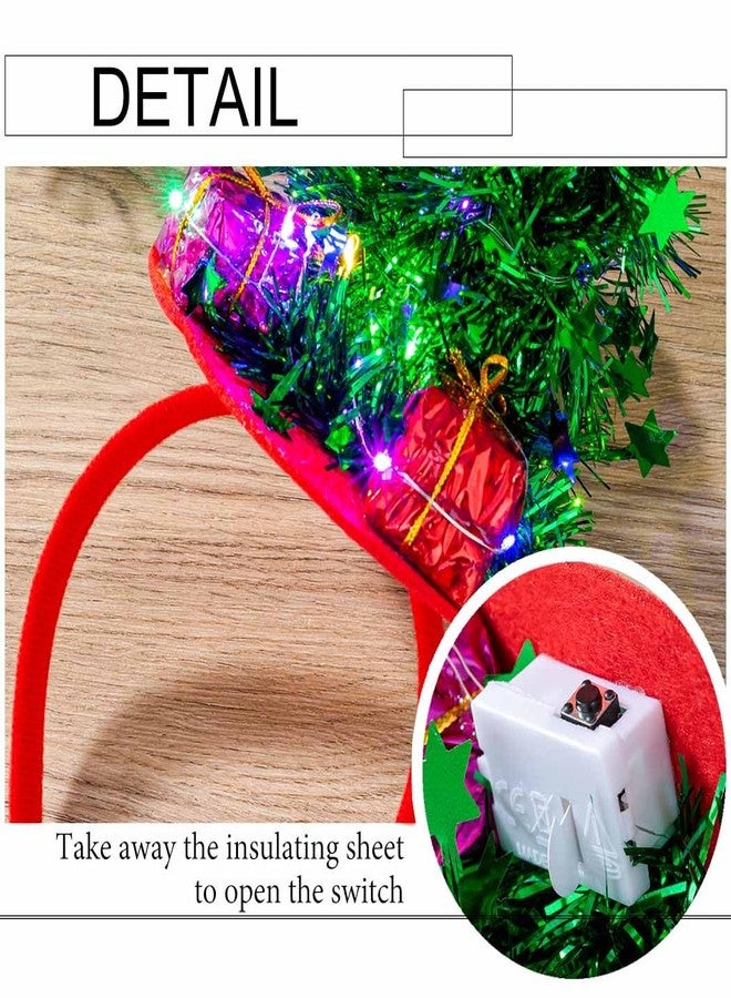 Firuilo Christmas Headband Light Up Christmas Tree Hat Hairbands LED Star Gift Headpieces Xmas Holiday Party Costume Hair Accessories for Women - Image 3